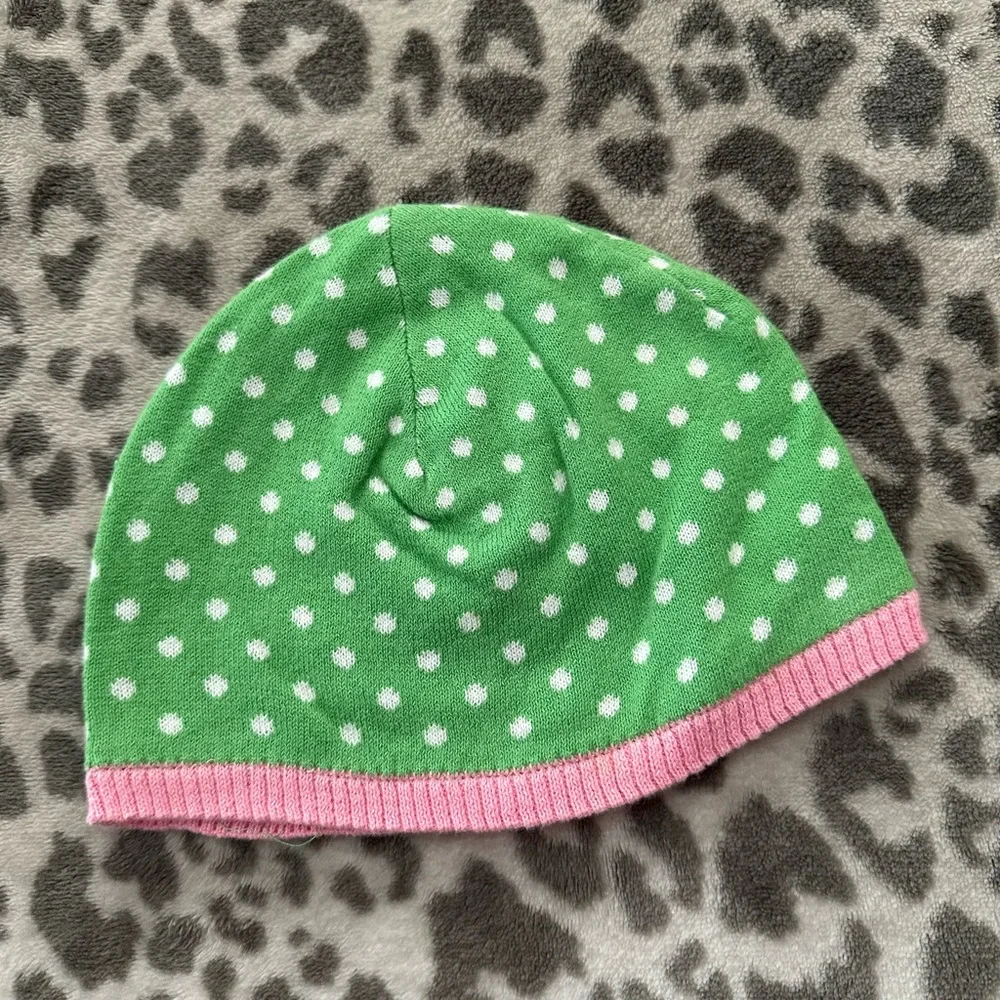 2008 babyGap  Lightweight Polka Dot Hat in Green White & Pink Size 18-24 months